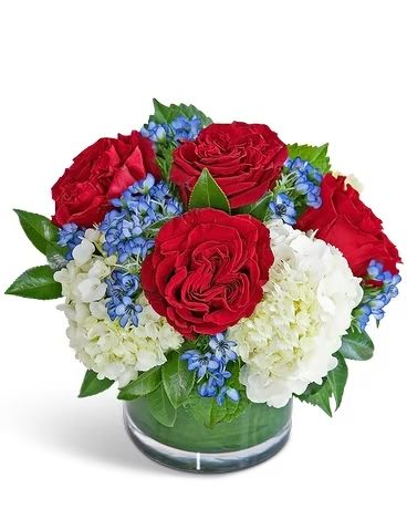 Veterans Day Delivery South Hadley MA - Carey's Flowers, Inc. Patriotic Flower Arrangements, Blue Hydrangea Centerpieces, Red White And Blue Wedding, Red White And Blue Flowers, Blue Flower Arrangements, Poinsettia Care, Patriotic Centerpieces, Patriotic Flowers, Centerpiece Flower