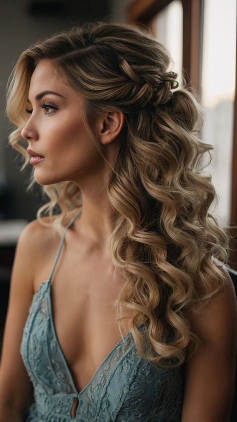 15 Fabulous Fancy Hairdos for Your Next Event - Fads Easy Hairstyles For Fancy Events, Long Gown Hairstyle, Fancy Curled Hairstyles, Long Curly Hair Styles For Prom, Grown Hairstyles, Long Hairstyles For Formal Events, Wrangler Camper, Barbie Hairstyle, Pageant Hair