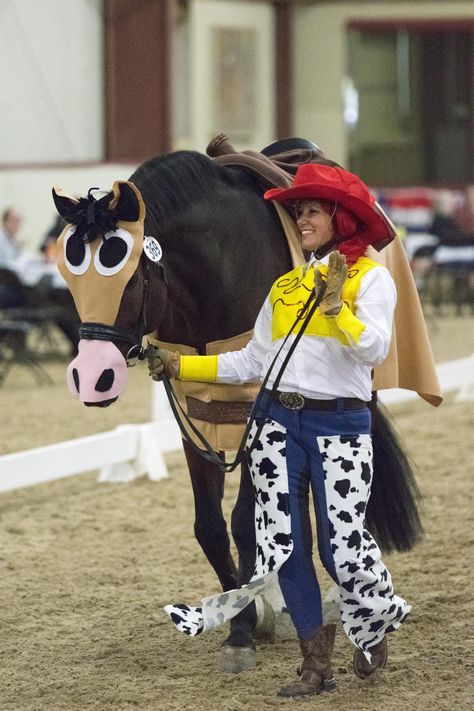 I created Jesse and Bullseye costumes, inspired by Toy Story, for my horse and I