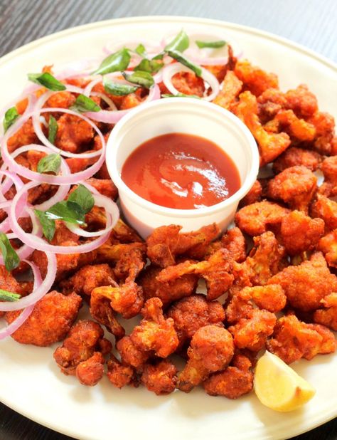 Cauliflower Fry, Gobi Recipe Indian Foods, Cauliflower Curry Recipes Indian Foods, Indian Fried Cauliflower, Punjabi Cauliflower, Gobi 65, Indian Cauliflower Recipes Aloo Gobi, Spicy Cauliflower, Veg Snacks