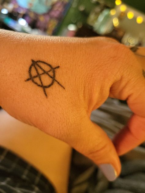 Anarchy Tattoos Men, To Be Continued Tattoo, Antichrist Tattoo, Goth Stick And Poke Tattoo, Ice Nine Kills Tattoo, Punk Tattoo Grunge, Anarchy Aesthetic, Anarchist Tattoo, Punk Tattoo Ideas