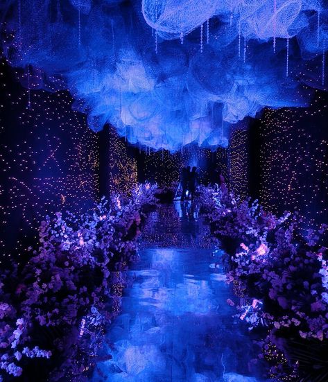 Debut Event Design, Galaxy Stage Design, La La Land Wedding Theme, Galaxy Theme Prom, Midnight Summer Dream Party, Galaxy Decorations Party, Mystical Wedding Theme, Blue And Purple Wedding Theme, Galaxy Wedding Theme