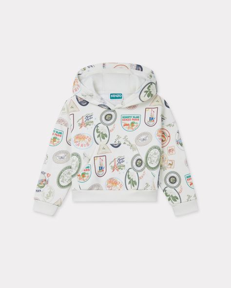 'KENZO Tour' cotton sweatshirt.
Hood with crossover neckline.
Kangaroo pocket.
.Ribbed trim. Cotton Tops With Kangaroo Pocket For Loungewear, Cotton Sweatshirt With Kangaroo Pocket, Spring Long Sleeve Sweats With Kangaroo Pocket, Cotton Long Sleeve Tops With Kangaroo Pocket, Hooded Cotton Tops With Kangaroo Pocket, Polo Sweatshirt, Cardigan Shirt, Kenzo Kids, Sweatshirt Dress