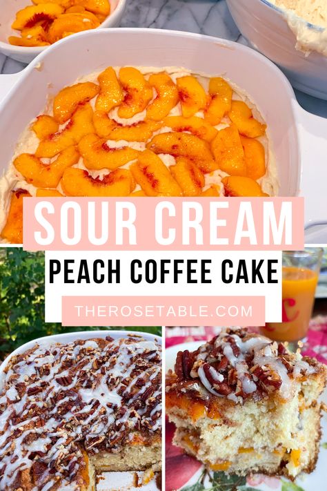 Peach Sour Cream Coffee Cake, Fresh Peach Coffee Cake Recipes, Peach Coffee Cake Recipes, Fresh Peach Coffee Cake, Peach Coffee Cake, Coffee Cake Bundt, Sour Cream Desserts, Peach Coffee, Coffee Cake Recipes Easy