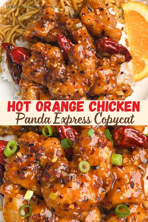 Orange Chicken Panda Express, Panda Express Recipes, Spicy Orange Chicken, Crispy Honey Chicken, Hearty Food, Batch Baking, Restaurant Meals, Simple Family Meals, Asian Dinners