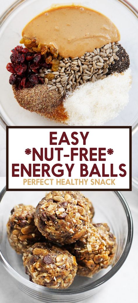 Nut Free Energy Balls, Nut Free Snacks, No Bake Energy, Lexi's Clean Kitchen, Easy To Make Snacks, Bite Size Snacks, No Bake Energy Bites, Coconut Chia, Protein Bites