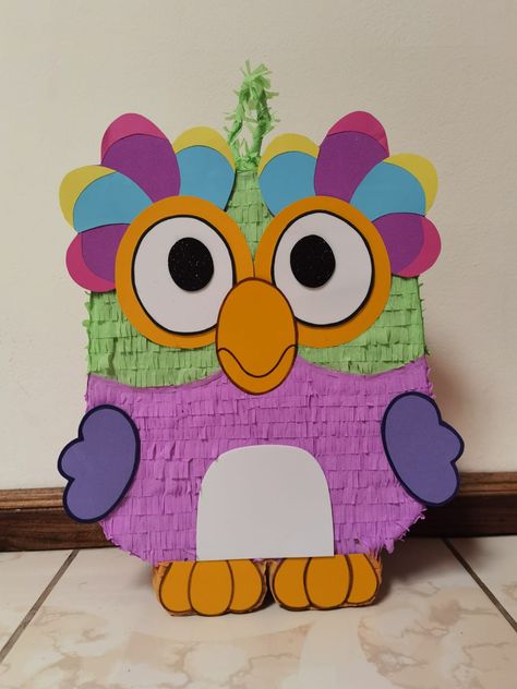 Bluey Birthday Party Piñata, Diy Character Cutouts, Chattermax Pinata, Bluey Second Birthday Girl, Bluey And Bingo Party Decor, Bluey Birthday Crafts, Fourth Birthday Bluey, Bluey Birthday Party Pastel, Bluey Valentines Ideas