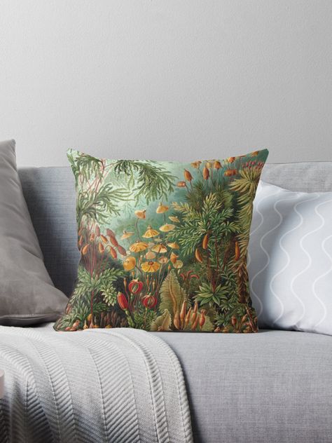 Decorative vintage illustration of plants and mosses. • Also buy this artwork on home decor, apparel, phone cases, and more.    #pillow #throwpillow #vintage #illustration #nature #foliage #green #painting 19th Century Illustration, Vintage Plants, Paradise Garden, Botanical Illustration Vintage, Nature Painting, Garden Pillows, Scientific Illustration, Nature Illustration, Illustration Artwork