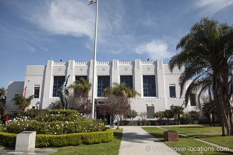 Grease Movie Location (1978). Venice High School, 13000 Venice Boulevard, #Venice, #LosAngeles. The art deco façade of Venice High became 'Rydell High' for the classic #70s musical. The same school was also featured in American History X. #Grease #MovieLocation Venice High School, Grease Film, California Movie, Los Angeles Film School, Rydell High, Grease 1978, Grease Movie, American History X, American Mansions