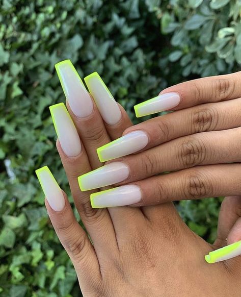 Neon Acrylic Nails, Neon Green Nails, Green Acrylic Nails, Milky Nails, Drip Nails, White Acrylic Nails, Long Acrylic Nails Coffin, Unique Acrylic Nails, Summer Acrylic Nails