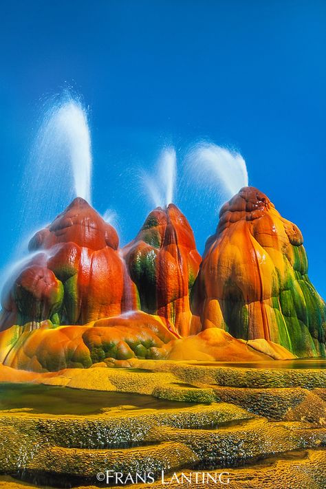 Spewing geysers, Great Basin, Nevada, USA Fly Geyser, Frans Lanting, National Geographic Photographers, Black Rock Desert, Nevada Travel, Geothermal Energy, Alien Planet, Geology, National Geographic