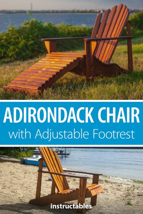 Backyard Ottoman, Adirondack Chairs Diy, Camp Chairs, Backyard Getaway, Beach Backyard, Adirondack Chair Plans, Modern Adirondack, Woodworking Shows, Simple Woodworking Plans