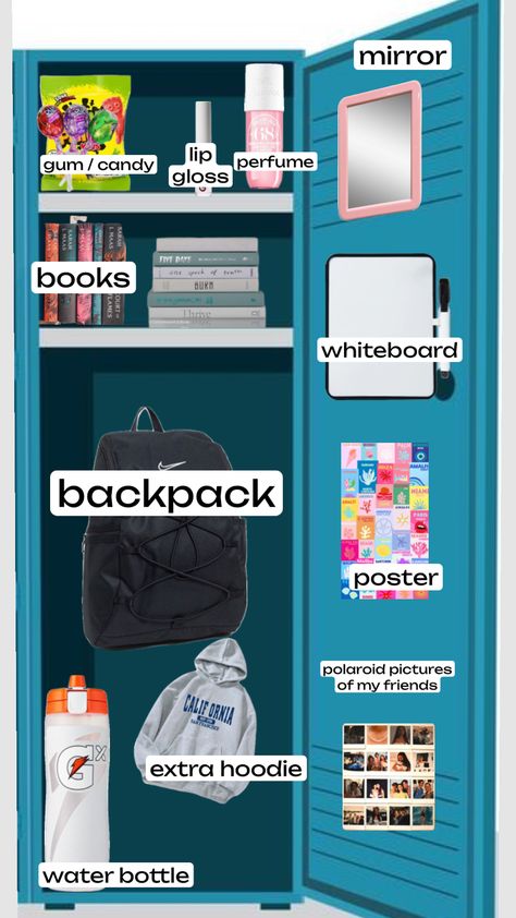 How To Decorate Locker, Lookers Ideas Lockers, High School Locker Ideas, Locker Ideas Highschool, Locker Ideas For Girls 6th Grade, Middle School Locker Ideas, Cute Lockers, Locker Ideas Aesthetic, Diy Locker Decor