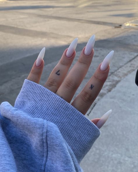 Long Milky White Almond Nails, Russian Manicure Long Nails, Long Russian Almond Nails, Almond Acrylic Nails Milky White, Long Milky Nails, Summer Milky Nails, Long Milky White Acrylic Nails, Clean Long Nails, Long White Almond Nails