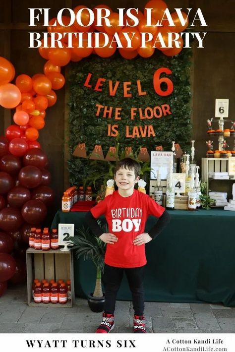 Lava Birthday Party, Floor Is Lava Birthday Party, Volcano Decoration, Lava Party, Giant Volcano, Safari Party Foods, 6th Birthday Boys, 4th Birthday Boys, 7th Birthday Party Ideas