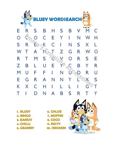 Blue Dog Heeler Family Wordsearch, Blue Heeler Family, Printable, Digital download, Color sheet, Activity Sheet, Party Favor, Birthday Party Activity, Gift, Toy Wordsearch For Kids, Bluey Activities, Toy Ideas For Kids, Bingo From Bluey, Kids Word Search, Birthday Party Activity, Bingo Funny, Bluey Bingo, Birthday Party Activities