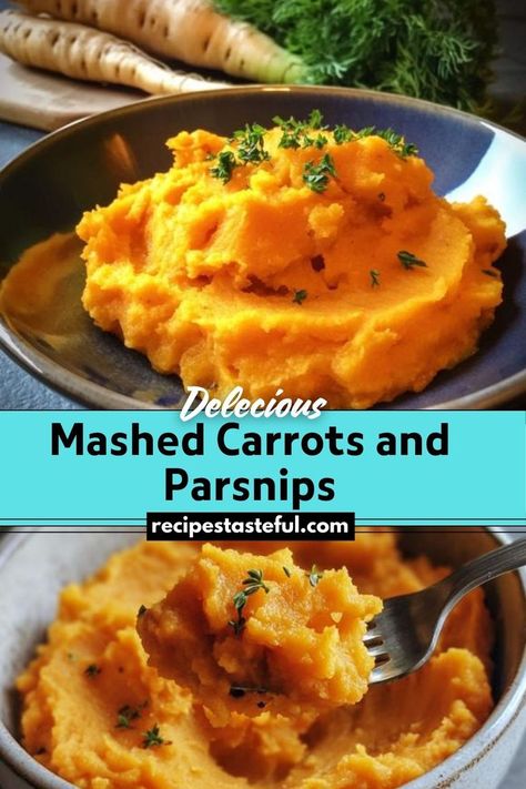 A creamy and flavorful side dish combining the natural sweetness of carrots and the earthy taste of parsnips, perfect for any meal. Carrot And Parsnip Recipe, Mashed Carrots, Carrots And Parsnips, Parsnip Recipes, Mashed Parsnips, Festive Appetizers, Christmas Recipes Easy, Christmas Food Dinner, Carrot Recipes