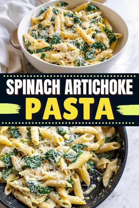 This cheesy spinach artichoke pasta turns your favorite dip into a feast! The tender pasta, healthy spinach, and creamy sauce are a work of art. Stovetop Recipes, Artichoke Sauce, Casserole Dinners, Pasta Casseroles, Pasta Vegetarian, Spinach Artichoke Pasta, Pasta Side, Chicken Casserole Dinners, Pasta Healthy