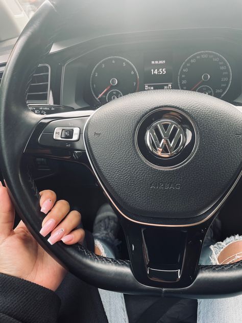 Nails Engagement Ring, Engagement Ring Aesthetic, Car Nails, Nails Engagement, Girl Driving, Ring Aesthetic, Aesthetic Car, Volkswagen, Engagement Ring