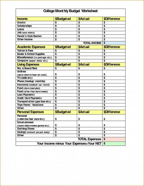 Budget Worksheet Pdf College Spreadsheet, Household Budget Worksheet, Budgeting Worksheets Free, College Student Budget, Household Budget Template, Personal Budget Template, Printable Budget Worksheet, College Budgeting, Budget Spreadsheet Template