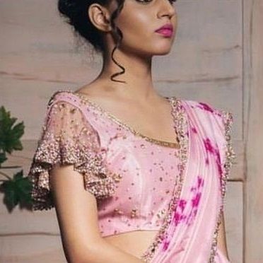 20 Latest Bell Sleeves Saree Blouse Designs (2021) Latest Silk Blouse Designs, Bell Sleeve Blouse Design, Short Sleeve Blouse Design, Ruffle Blouse Designs, Lehenga Blouse Designs, Blouse Designs Indian, Silk Saree Blouse Designs, Blouse Designs Silk, Elegant Blouse Designs