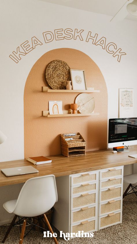 Ikea Drawers Office, Ikea Desk Hack With Bookshelf, Kids Desk Area Ikea, Modern Home Office Ikea, Ikea Corner Desk Hack Office Ideas, Ikea Alex Drawers Desk Hack, Ikea Alex Alternative, Homemade Ikea Desk, Standing Desk With Alex Drawers