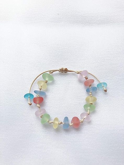 Sea Glass Bracelet Diy, Seaglass Bracelet Diy, Sea Glass Bracelets, Seaglass Jewelry Diy, Glass Bead Bracelet Ideas Aesthetic, Glass Beaded Bracelets Ideas, Seaglass Bracelets, Sea Glass Jewelry Earrings, Sea Glass Jewelry Diy