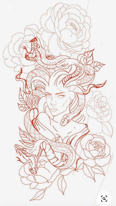 Tattoo Design Flower, Simbols Tattoo, Dragon Tattoo Stencil, Bull Skull Tattoos, Side Thigh Tattoos, Medusa Tattoo Design, Flower Thigh Tattoos, Hip Thigh Tattoos, Thigh Tattoo Designs