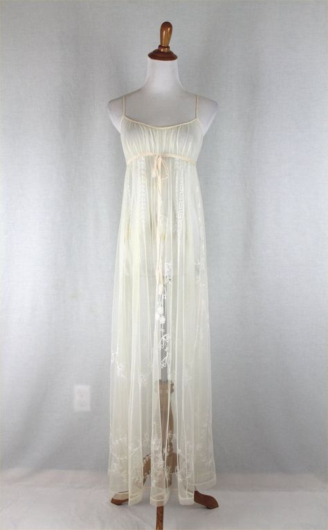 Empire Waist Nightgown, Beautiful Nightgown, White Nightgown, Grecian Goddess, Womens Nightgowns, Long Nightgown, Women's Nightgowns, Pajama Robe, Beautiful Lingerie