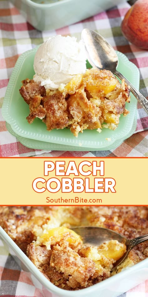 Mom’s Peach Cobbler Southern Peach Cobbler Recipe, Cheesecake Strawberries, Southern Peach Cobbler, Cobbler Topping, Baked Cheesecake, Homemade Snickers, Peach Cobbler Easy, Southern Desserts, Cookies Bars