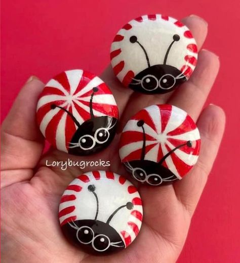 Lady Bug Painted Rocks, Ladybug Rocks, Diy Rock Art, Painted Rock Animals, Stone Art Painting, Painted Rocks Kids, Christmas Rock, Rock And Pebbles, Painted Rocks Craft