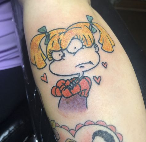 Rugrats Tattoo Ideas, Angelica Tattoo, Rugrats Tattoo, Angelica Rugrats, Tattoo Cartoon, Native Tattoos, Movie Tattoos, Lilac Nails, 90s Cartoon