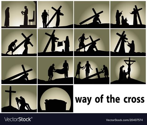 Way Of The Cross Stations, Cross Silhouette, Way Of The Cross, Cross Vector, Church Stage Design, Church Stage, Stations Of The Cross, Cross Art, Vector Sketch