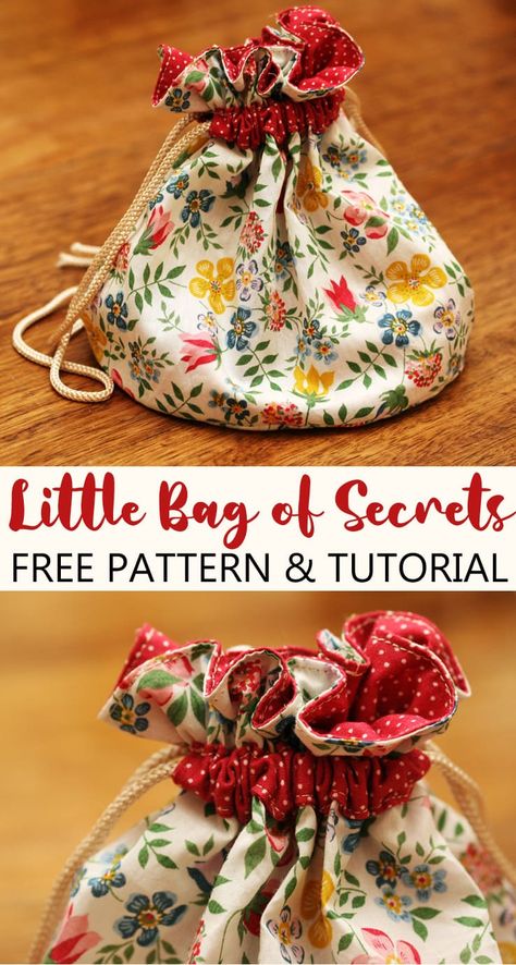 Fabric Bags To Sew, Small Pouch Sewing Pattern Drawstring Bags, Small Fabric Bags Pattern, Pouch Purse Patterns, Pattern For Small Purse, Pouch Sewing Pattern Drawstring, Yarn Project Bag Sewing Pattern, Pattern For Drawstring Bag, Diy Small Purse Pattern