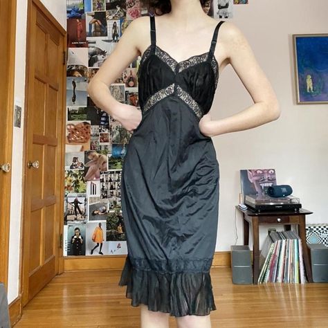 Vintage 90s black grunge gothic slip dress! Loveee... - Depop 2000s Slip Dress, 90s Slip Dress, Black Grunge, No Brand, Slip Dress, Vintage Fashion, Fabric, Black, Clothes