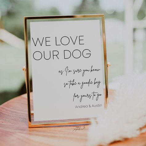 "Wedding Favor Sign, Pet Party Favor Sign, Dog Wedding Favor Sign | Template, Digital Download, 008 Send guest home with something special for their fur baby with this favor sign template This template will be accessed/ edited through templett.com. This is an online editor that allows you to personalize your templates without installing any software or paying a fee. You will receive an email from templett.com moments after purchase to personalize your template. The template must be edited on a c Unique Wedding Party Favors, Pet Wedding Favors, Dog Wedding Favors For Guests, Incorporate Pet Into Wedding, Include Pets In Wedding, Dog Wedding Favors, Wedding Favors Dog Theme, Incorporate Dog In Wedding Decor, Dog In Wedding Ideas