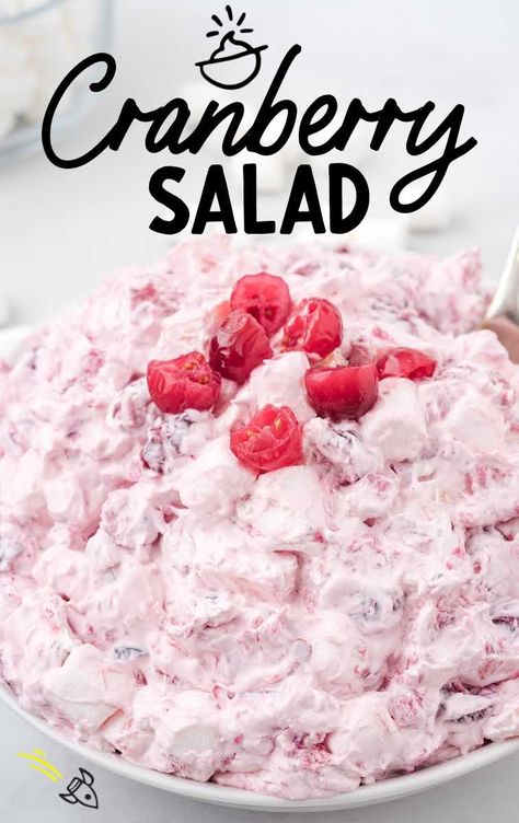 Easy Cranberry Salad, Fresh Cranberry Salad, Apple Cranberry Salad, Cranberry Salad Recipes, Cranberry Fluff, Cottage Cheese Salad, Homemade Whipped Cream Recipe, Cranberry Dessert, Colorful Salad