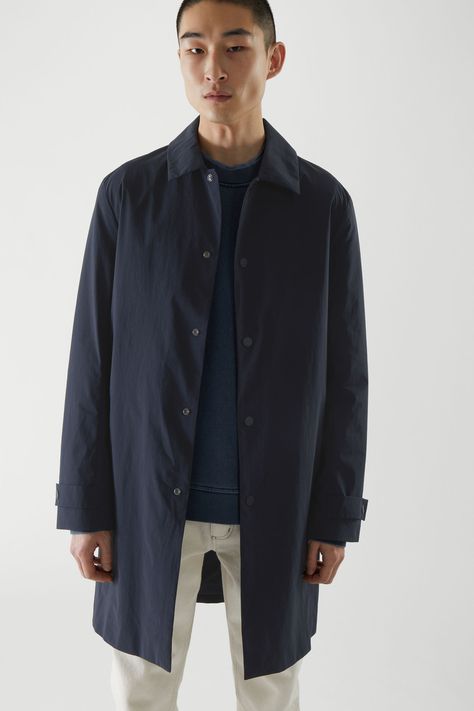 WATER REPELLENT MAC COAT - navy - Coats - COS SE Mac Coat, Puffer Coats, Wool Coats, Navy Man, Parka Coat, Winter Coats, Press Studs, Trench Coats, Modern Man