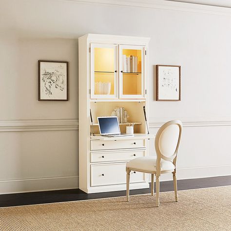 Tiny Dining Rooms, Secretary Desk With Hutch, Drop Down Desk, Tuscan House, Secretary Desk, Secretary Desks, Small Home Office, Upper Cabinets, Ballard Designs