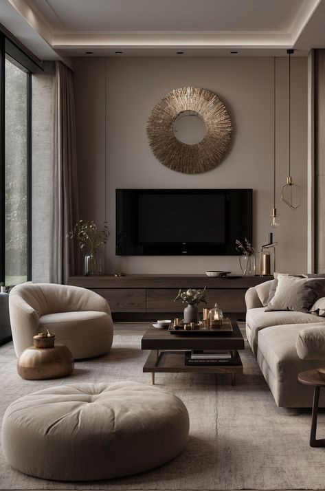 25 Moody Neutral Living Room Ideas » Comfy Ideas Gray Taupe Living Room, Dark Moody Modern Living Room, Moody Transitional Living Room, Moody Lounge Room, Moody Living Room White Walls, Moody Neutral Living Room, Gray And Taupe Living Room, Living Room Ideas Neutral, Room Ideas Neutral