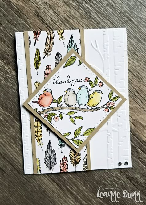 Cards With Birds, Encouraging Cards, Free As A Bird, Birds On A Branch, Dsp Cards, Stamping Cards, Bird Stamp, Rainbow Card, Bird Cards