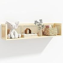 Rattan Wall Shelf, Shelf For Wall, Magazine Wall, Floating Bookshelf, Rattan Wall, Natural Nursery, Wood Nursery, Wicker Shelf, Wicker Wall