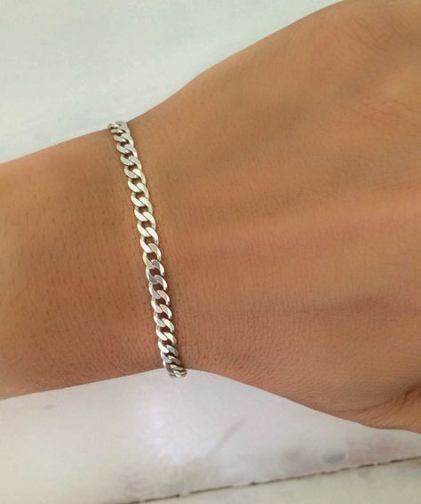 Mens Silver Bracelets Chain, Braclet Aesthetic Silver, Silver Bracelets Designs For Women, Silver Chain Bracelets, Simple Chain Bracelet, Sterling Silver Bracelets Women, Silver Chain Bracelet For Men, Silver Chain Bracelet Women, Silver Metal Bracelet