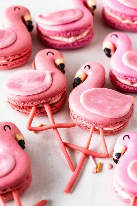 Flamingo Macarons, Flamingo Party Food, Make Macarons, Flamingo Cupcakes, Powdered Food Coloring, Flamingo Cake, How To Make Macarons, Flamingo Birthday Party, Flamingo Birthday