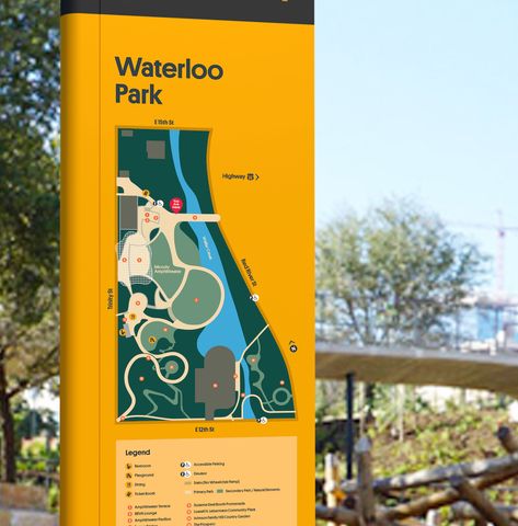 Wayfinding Signage Outdoor, Park Signage Design Outdoor, Park Branding Design, Wayfinding Signage Design Outdoor, Parking Sign Design, Project For Public Spaces, Zoo Signage, Bruce Mau Design, Entrance Signage