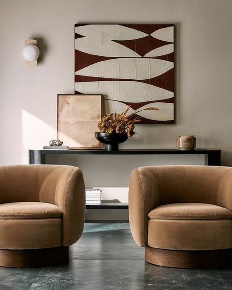 CB2 on Instagram: "The Muir Chair by @lawsonfenning blends materials and midcentury influence to stunning effect—plus, it swivels for a full 360 degrees of delicious design. Shop the mix at the link in bio." Brown Textured Wall, Cb2 Living Room, Brown Painting, Art Brown, Painting Wall Decor, Brown Wall Art, Modern Ceiling, Textured Wall Art, Textured Wall