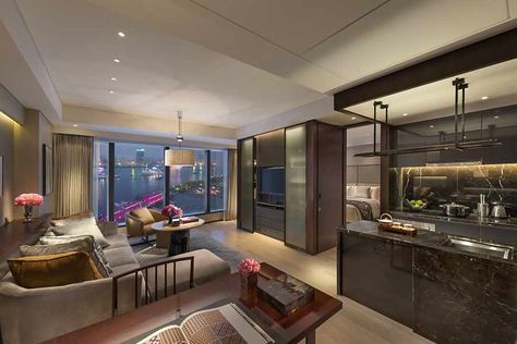 One Bedroom Apartment | Luxury Apartment | Mandarin Oriental, Shanghai Bedroom Apartment Luxury, Shanghai Apartment, Rental Kitchen, Deep Sofa, Apartment Luxury, Luxury Bedroom Design, Sanctuary Bedroom, Luxury Apartment, Two Bedroom Apartments