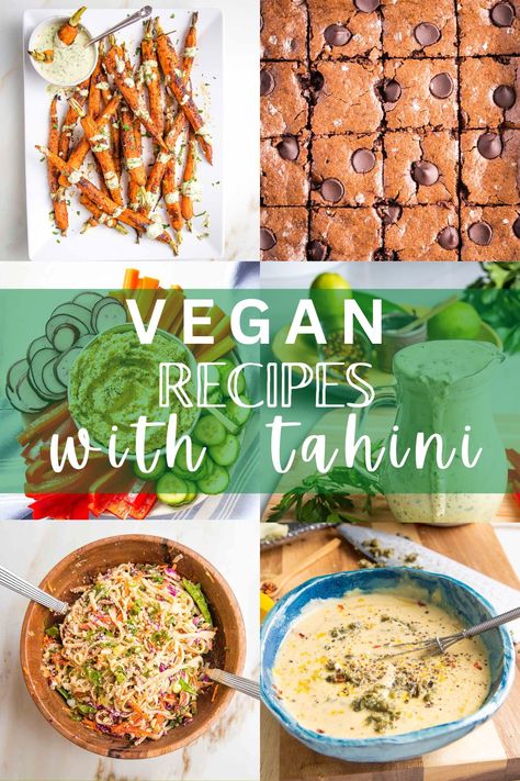 Vegan Recipes with Tahini - Debra Klein Recipes With Tahini, Tahini Recipes, Tahini Pasta, Tahini Salad Dressing, Babaganoush Recipe, Lemon Tahini Sauce, Picnic Side Dishes, Tahini Recipe, Baked Falafel