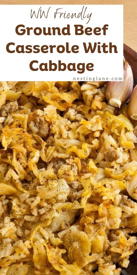 WW Friendly Ground Beef Casserole With Cabbage Recipe - A hearty dinner idea with onions, brown rice, Worcestershire sauce, tomato sauce, dill, and cheese. Weight Watchers Ground Beef, Cheeseburger Crunch Wrap, Crunch Wrap Recipe, Weight Watchers Casserole, Ground Beef And Cabbage, Crunch Wrap, Wrap Recipe, Ww Freestyle, Cabbage Casserole