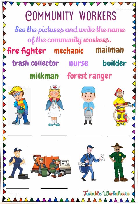 Math Worksheets For Kids, Fun Math Worksheets, Creative Worksheets, Kids Worksheet, Community Workers, Domestic Worker, People Who Help Us, Worksheet For Kids, 1st Grade Worksheets